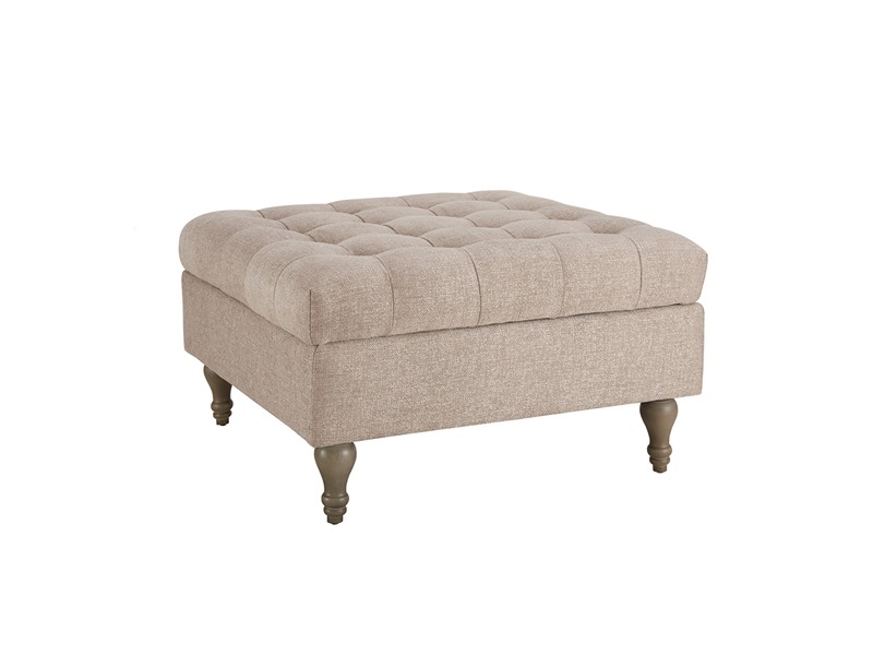 Abbott Button Top Storage Ottoman - Biscuit