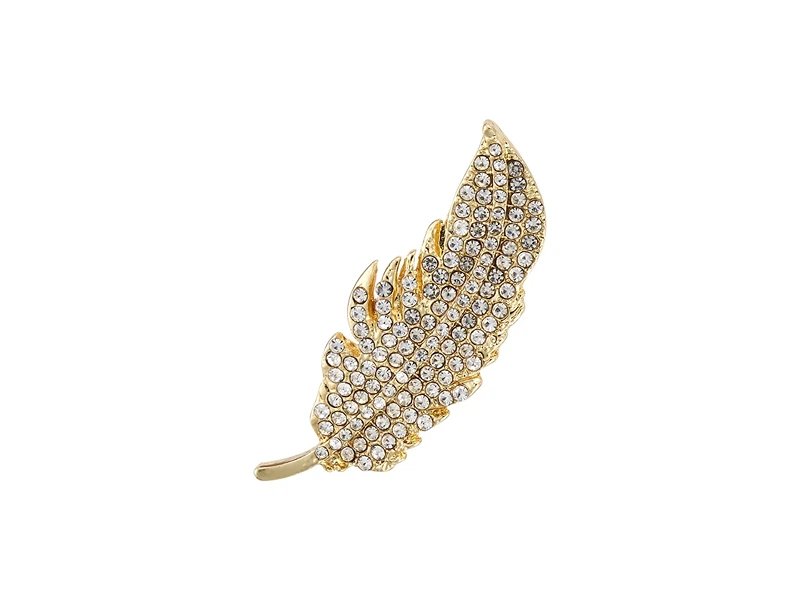 Indulgence Gold Crystal Leaf Brooch