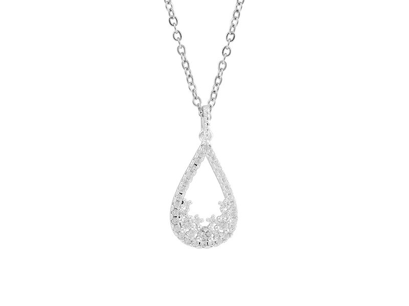 Indulgence Rhodium Teardrop Crystal Necklace
