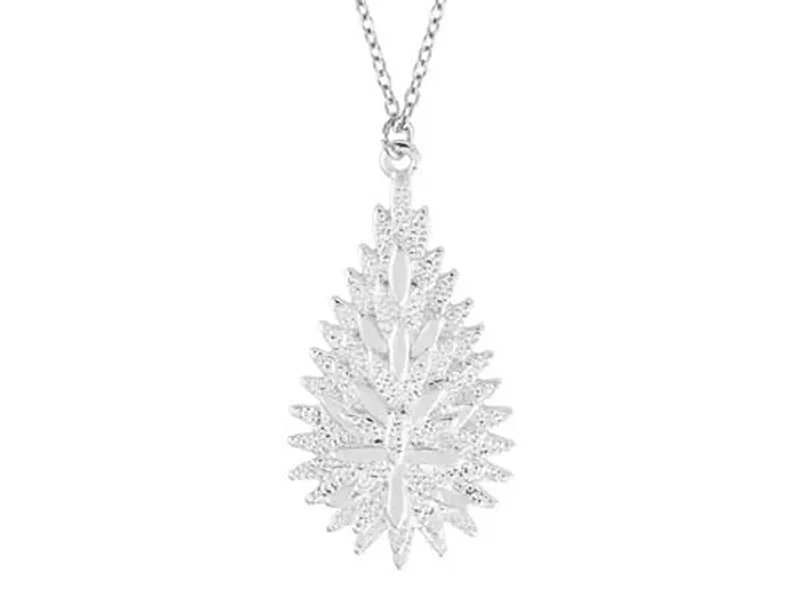 Indulgence Silver Textured Raised Teardrop Necklac