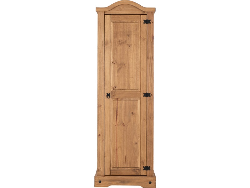 Corona 1 Door Wardrobe - Distressed Waxed Pine
