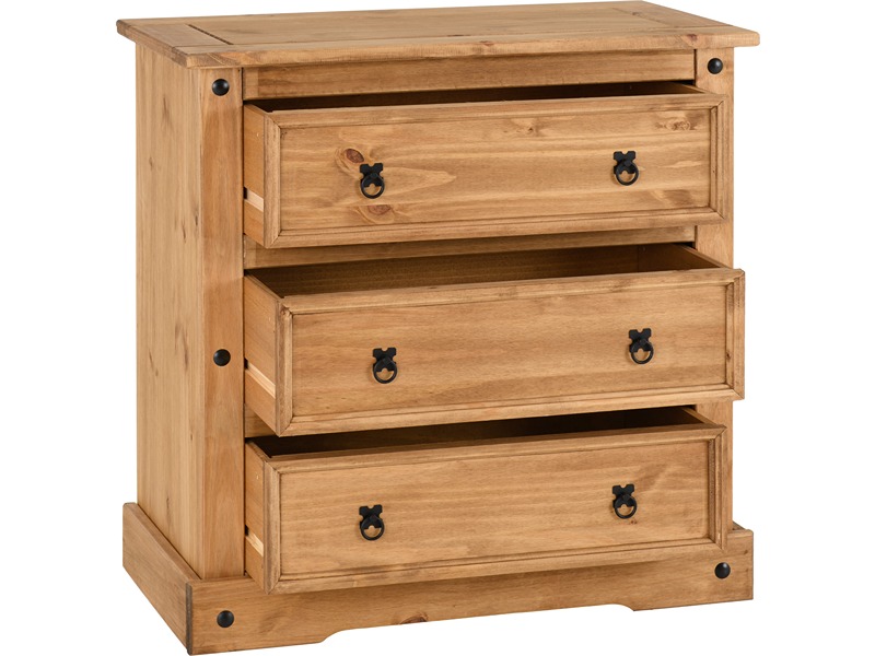 Corona 3 Drawer Chest - Distressed Waxed Pine