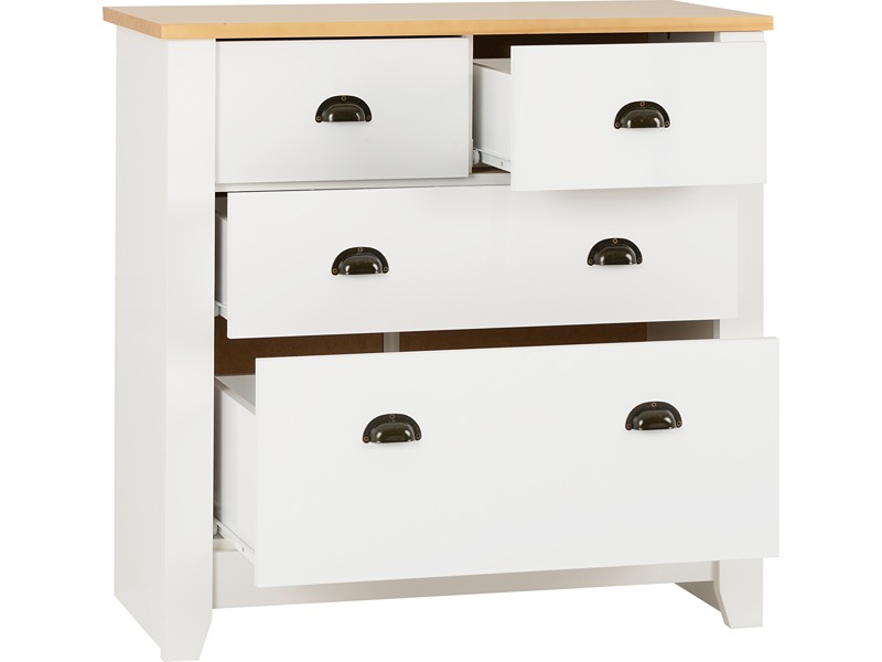 Ludlow 2+2 Drawer Chest - White/Oak Lacquer
