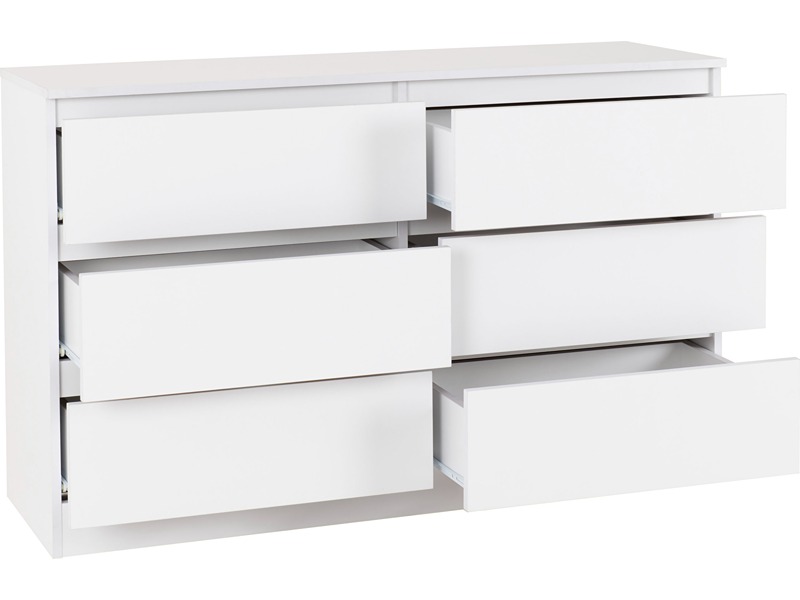Nevada 3 Door 2 Drawer Mirrored Wardrobe - White G