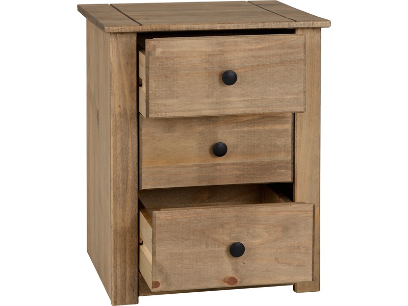 Panama 3 Drawer Bedside - Natural Wax