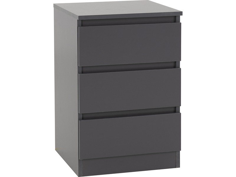 Malvern 3 Drawer Bedside - Grey