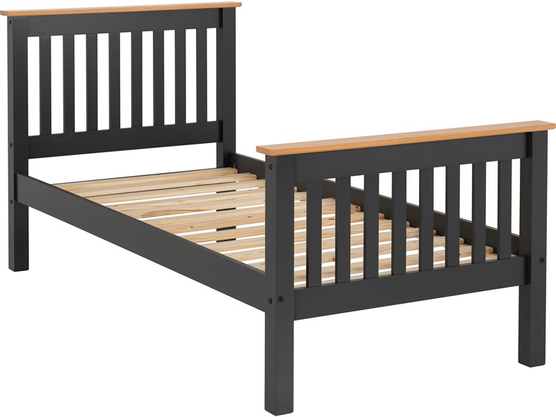 Monaco 3' Bed High Foot End - Grey/Oak Effect