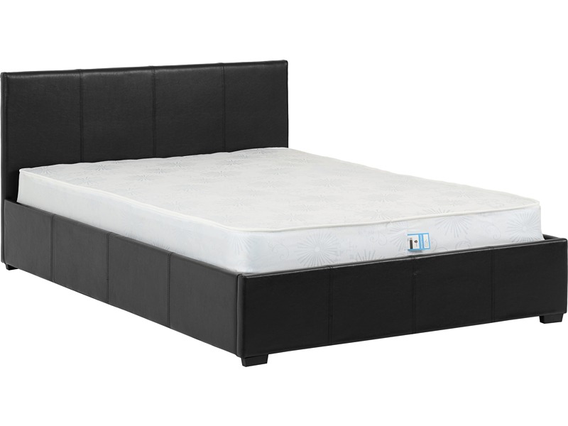 Waverley 4'6" Storage Bed - Black Faux Leather