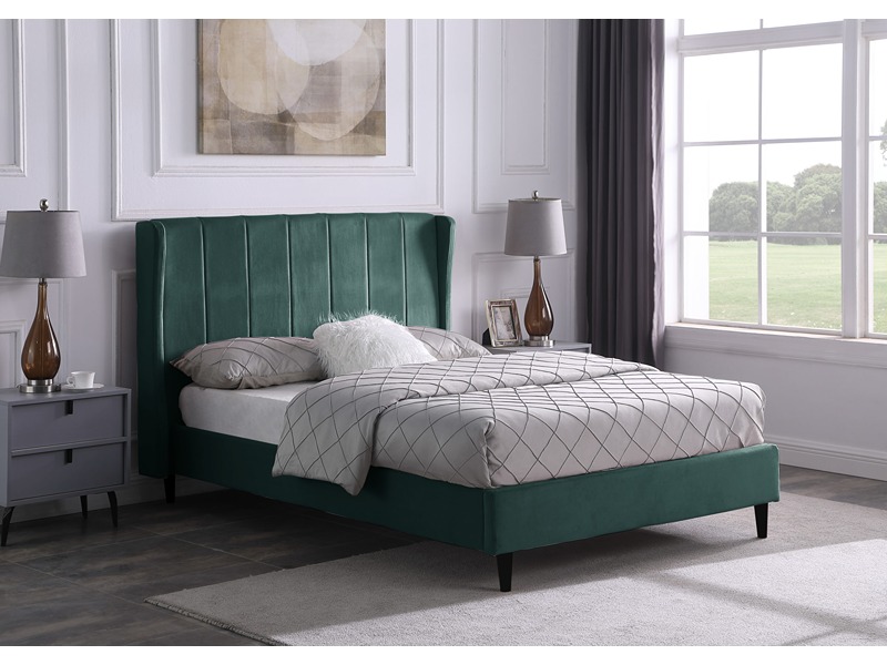 Amelia 5' Bed - Green Velvet Fabric