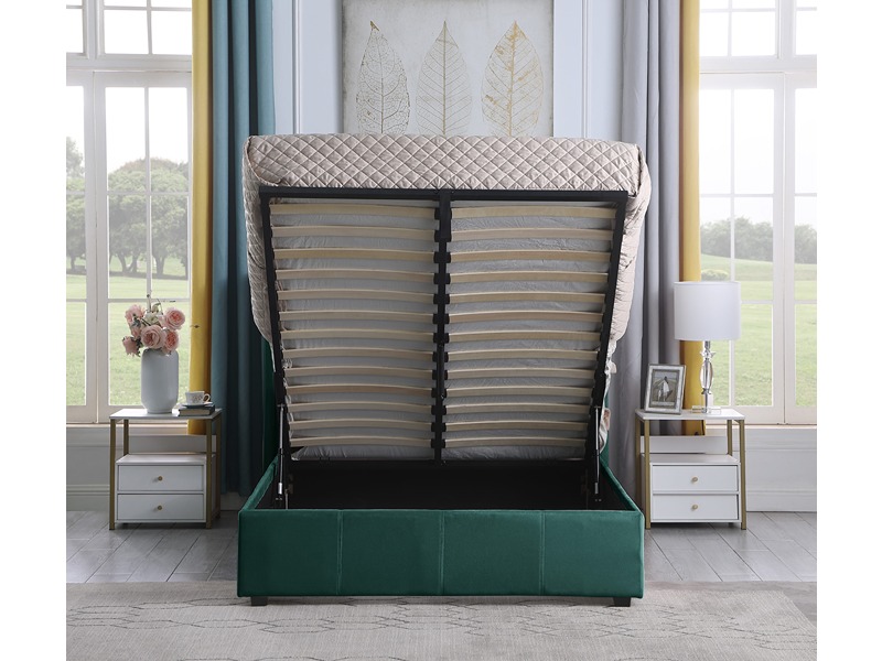 Amelia Plus 5' Storage Bed - Green Velvet Fabric