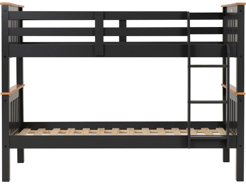 Neptune 3' Bunk Bed - Dark Grey/Oak Effect