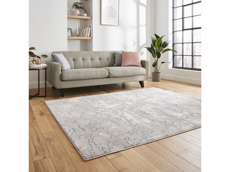 Apollo Grey and Rose Abstract Rug