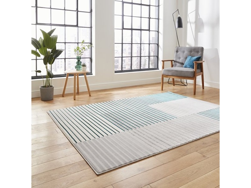 Apollo Grey and Green Stripey Rug
