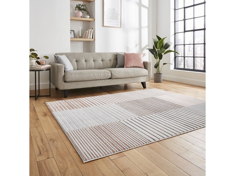 Apollo Grey and Rose Geometric Rug