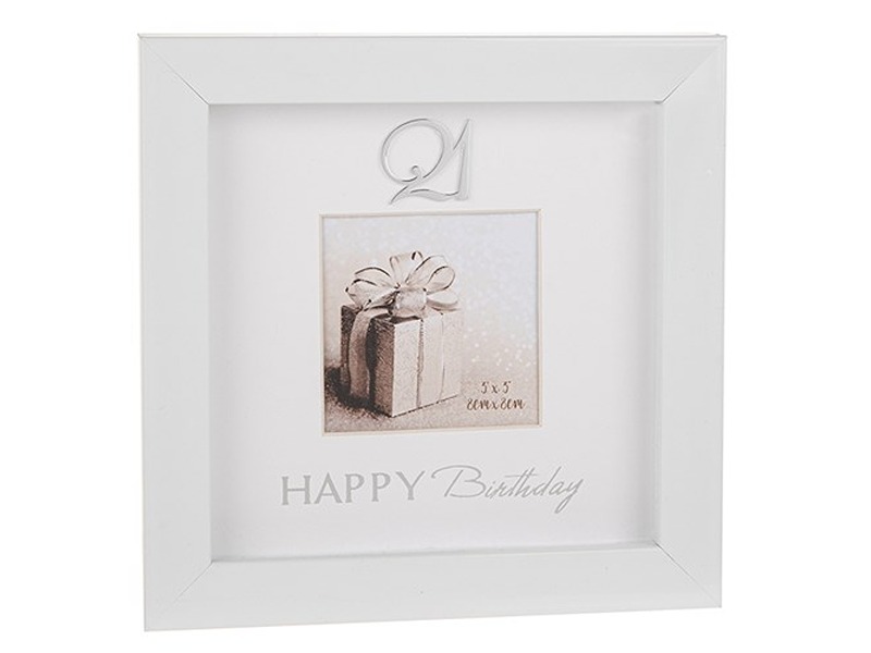 Modern White 3X3 Frame Birthday 21St