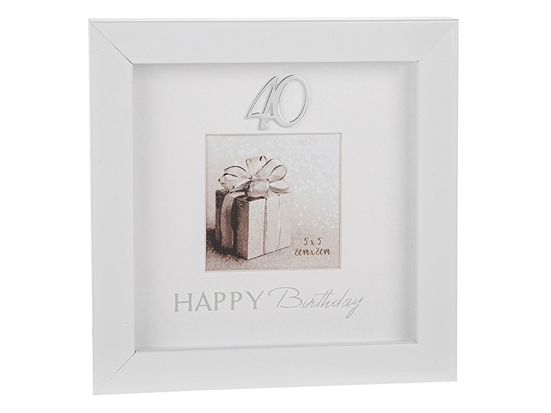 Modern White 3X3 Frame Birthday 40Th
