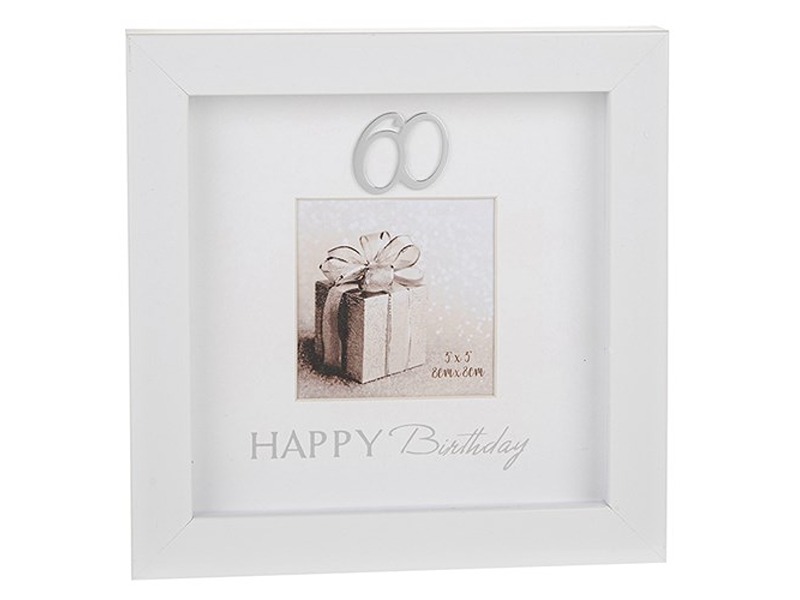 Modern White 3X3 Frame Birthday 60Th