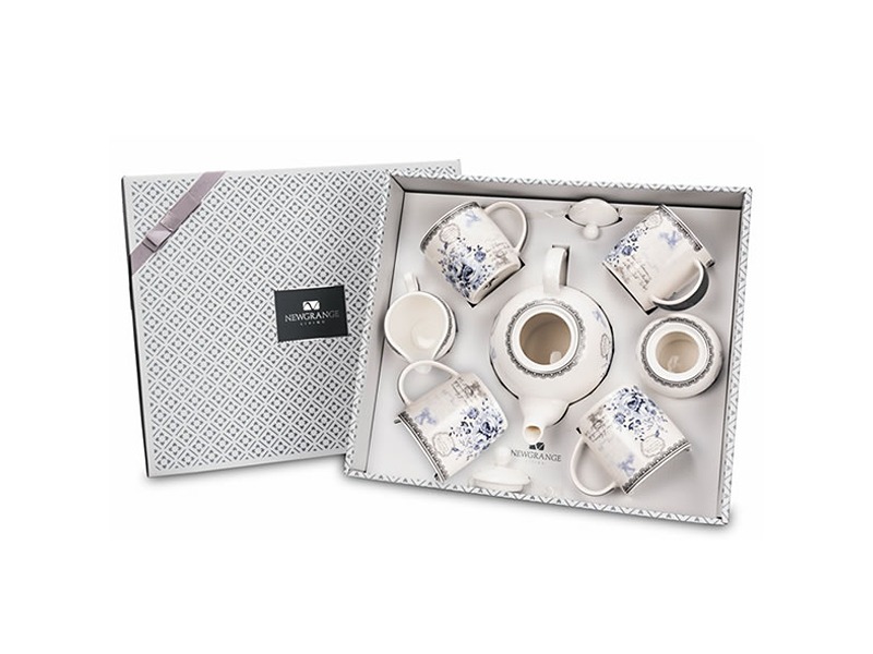 Newgrange Living Rose Blue 7 Piece Bone China Tea