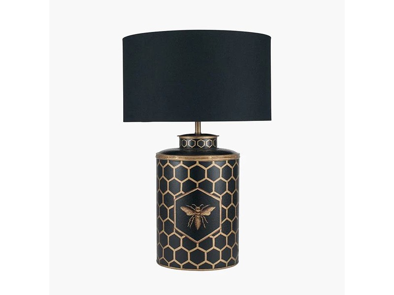 Katie Bleu Blk Honeycombed Table Lamp