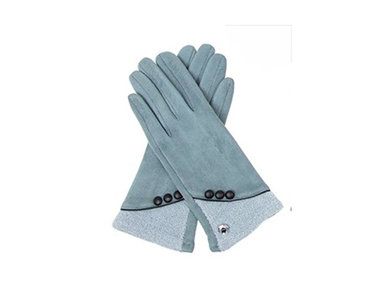 Fleece Cuff And 3 Button Gloves Teal