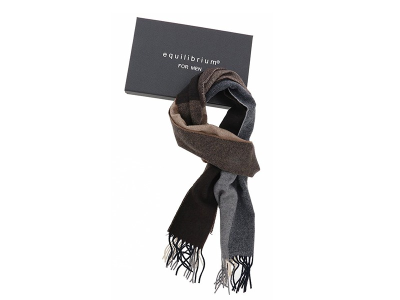 Eq For Men Modern Fringes Scarf Brown and Grey