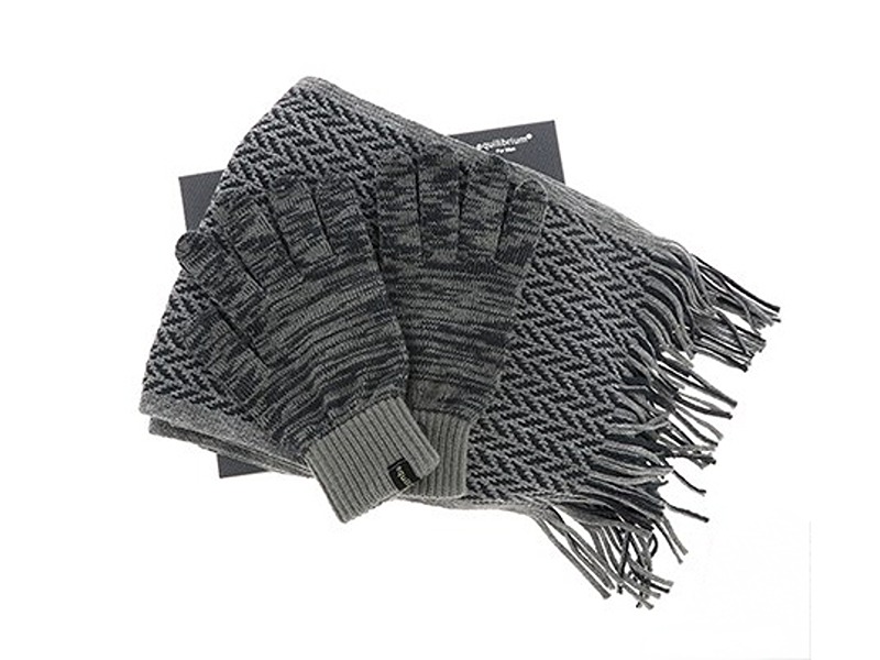Eq For Men Two Tone Scarf & Gloves Set Grey