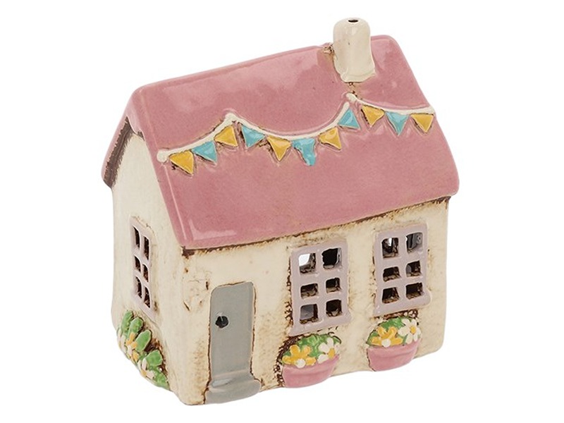 Village Pottery Garden Flags House Cream Tealight