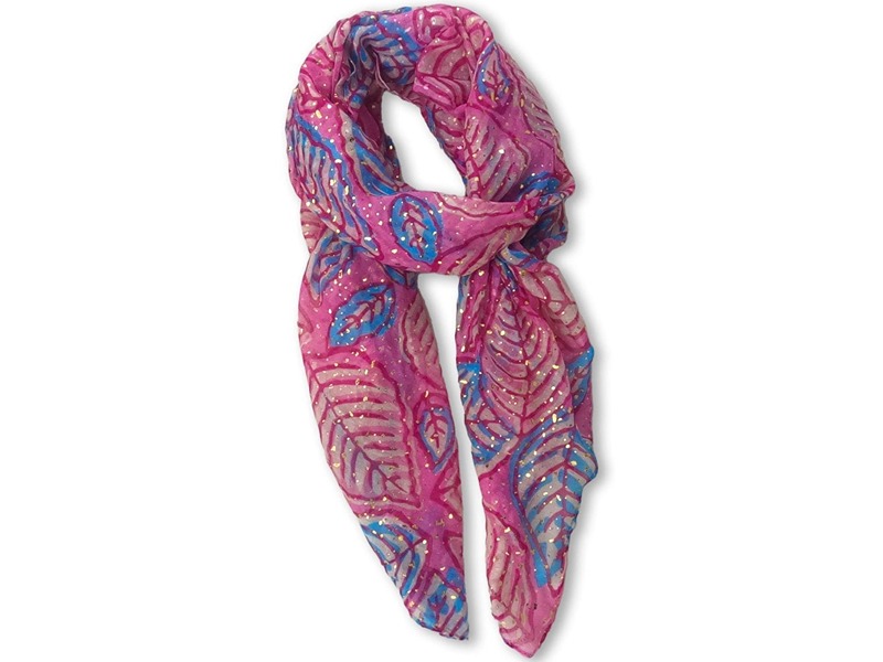 Joe Davies Glam Leaves Foil Boxed Scarf Pink