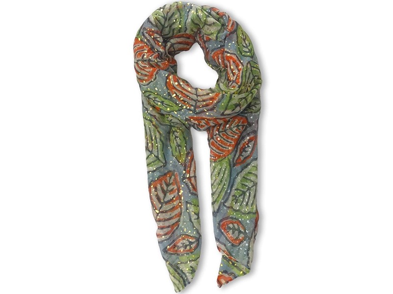 Joe Davies Glam Leaves Foil Boxed Scarf Green