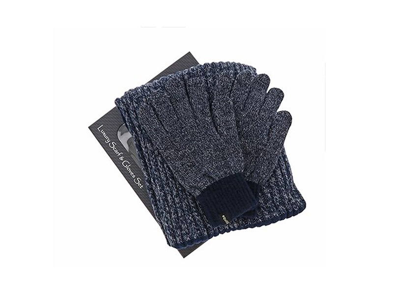 Eq For Men Flecked Scarf Glove Set Navy