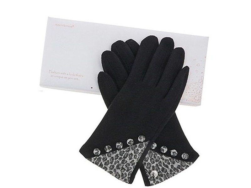 Animal Print Boxed Gloves Black
