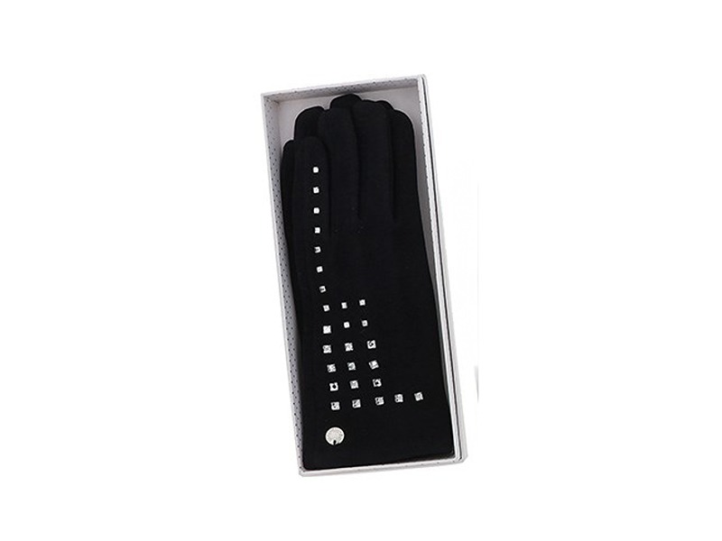 Crystal Squares Boxed Gloves Black