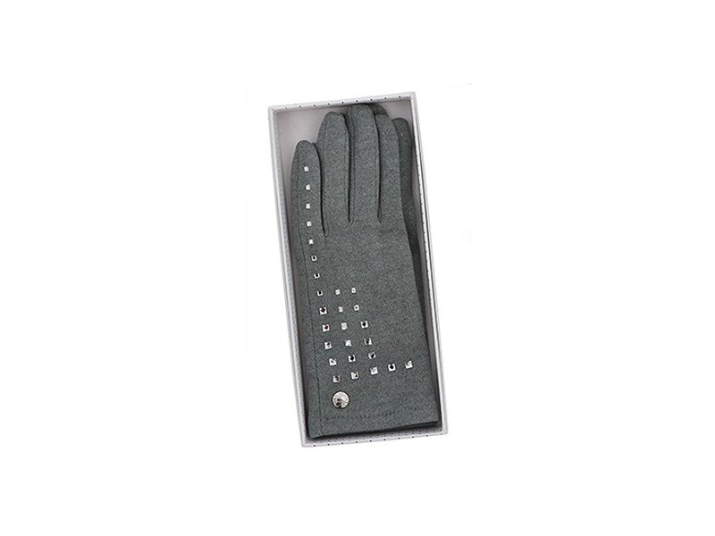 Crystal Squares Boxed Gloves Grey