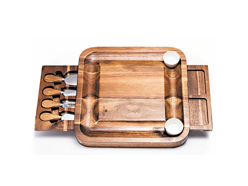 Cheese Board With Dishes & Knives