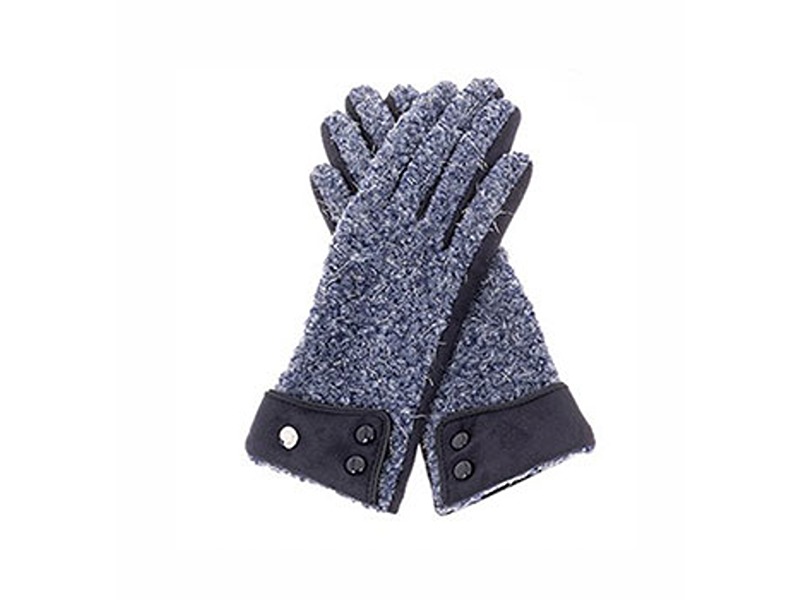 Boucle Gloves With Cuff  Blue