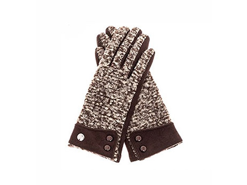 Boucle Gloves With Cuff  Brown