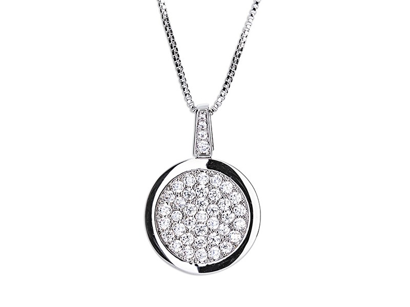 Newgrange Living Silver Diamante Round Pendant