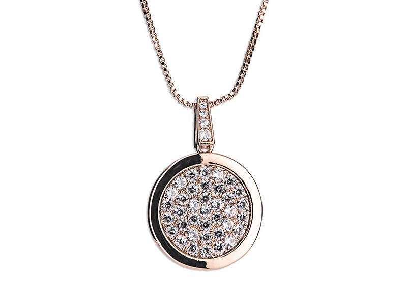 Newgrange Living Rose Gold Diamante Round Pendant