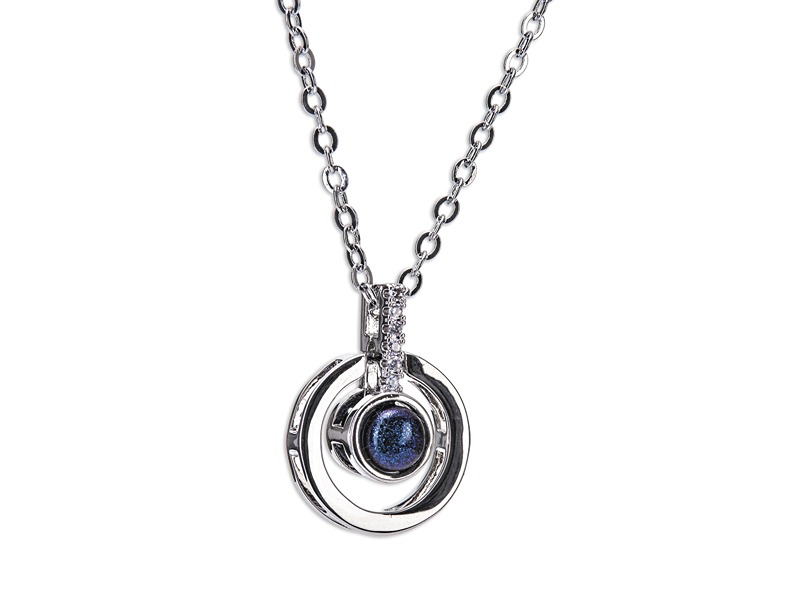 Newgrange Living Silver Diamante Blue Stone Neckla