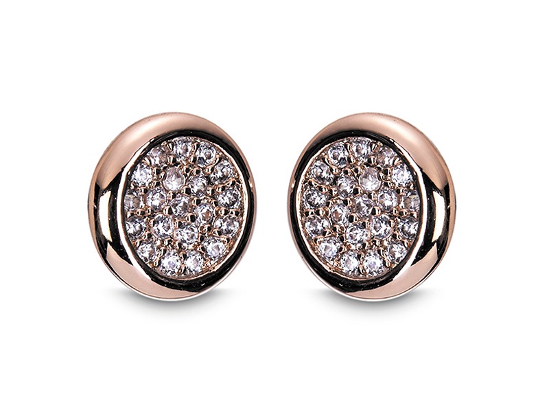 Newgrange Living Rose Gold Diamante Round Earrings