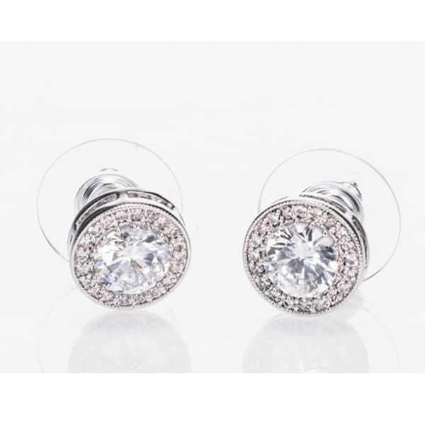 SILVER WHITE STONE & DIAMANTE EARRINGS