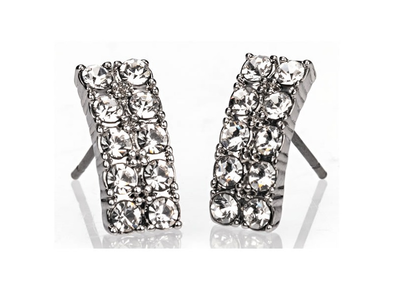 Newgrange Living Silver Diamante Bar Earrings