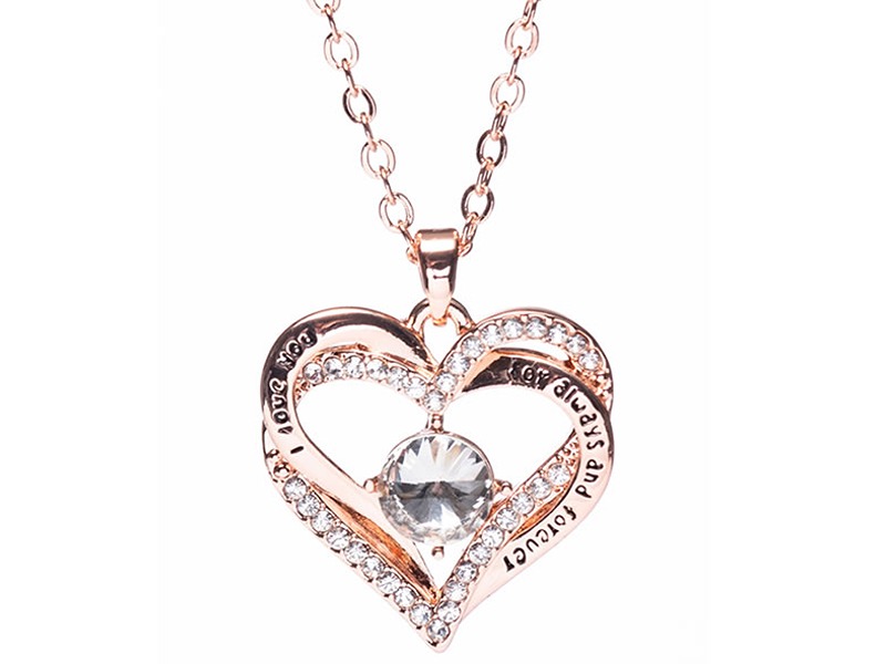 Newgrange Living Rose Gold Heart With Stone Pendan
