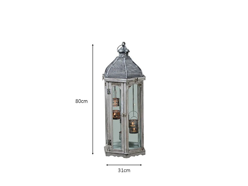 Agadir Hex Lantern Grey Small 75Cm