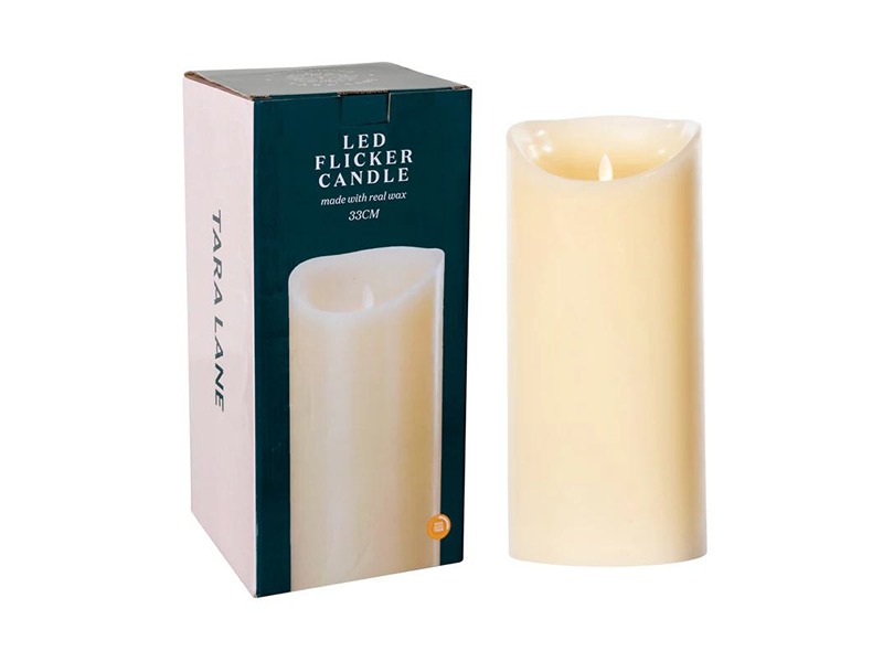 Flicker Led Candle With  5Hr Timer Ivory 33Cm