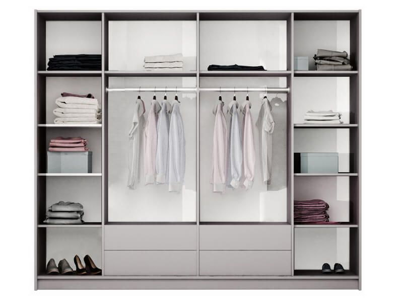 Brema 2.55M Bi-Fold Mirrored Wardrobe -  Platinum