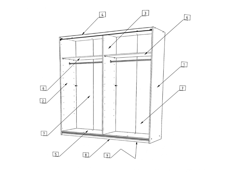 Chess 1.8M Sliding Wardrobe - White With Concrete