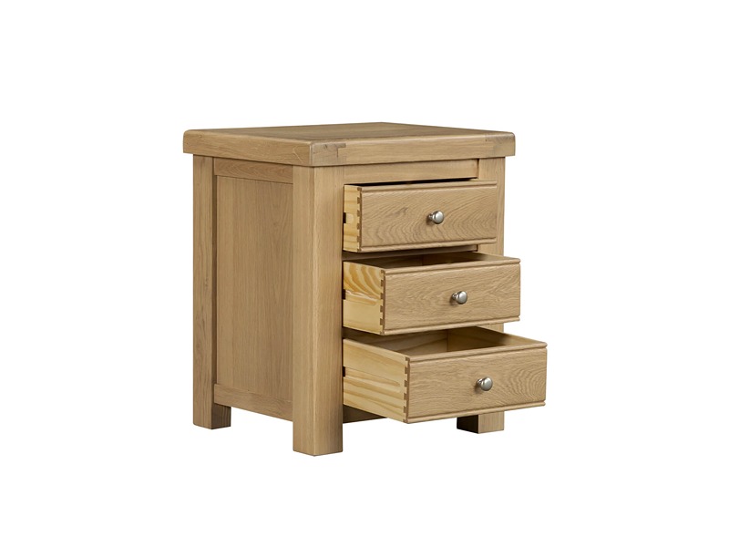 VIDA Delaney 3 Drawer Bedside Table - Oak