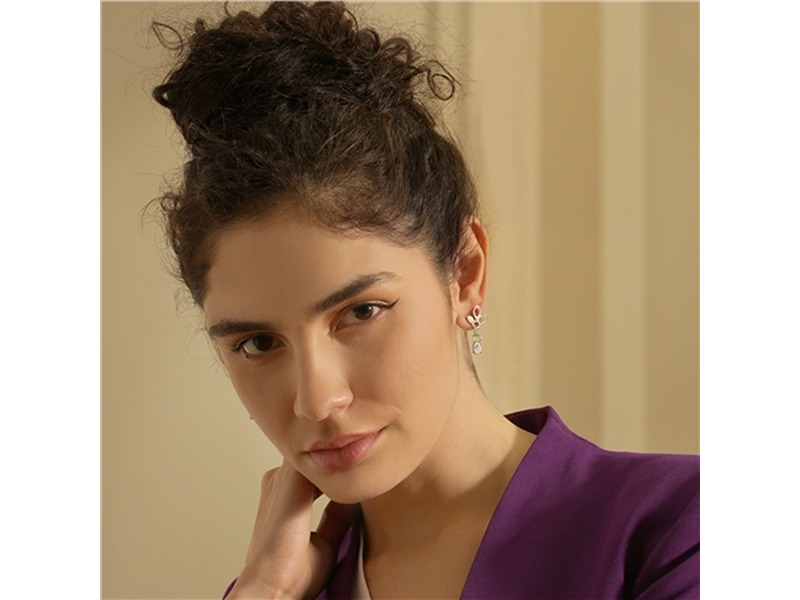 Newbridge Lotus Earrings With Clear Stones