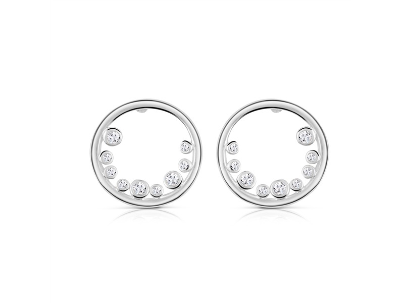 Newbridge Petite Circular Earrings With Clear Ston